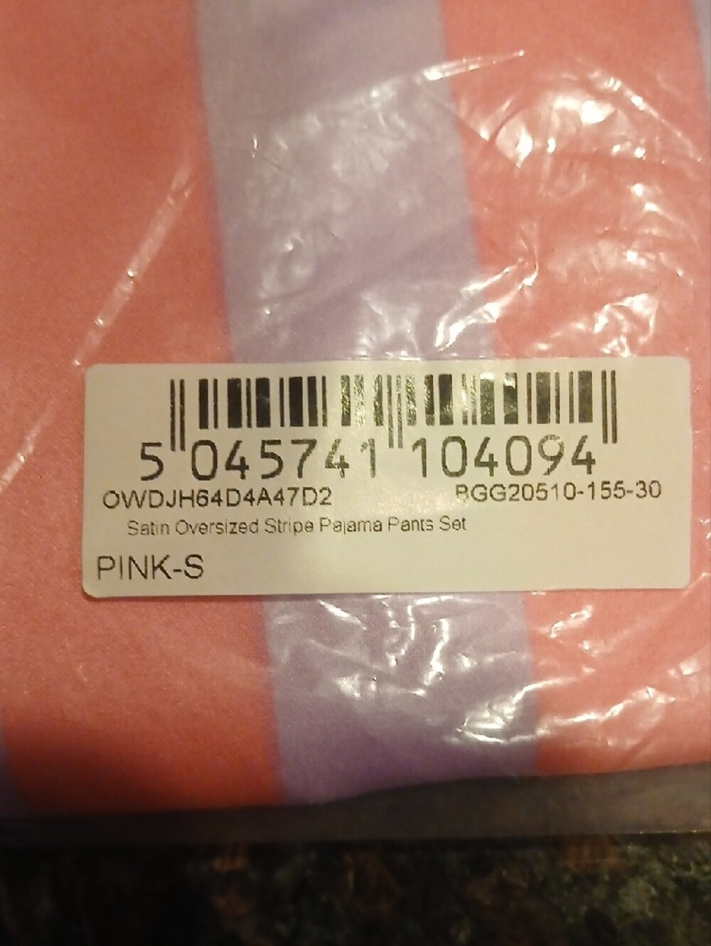 NastyGal Satin Oversized Stripe Pajama Pants Set (Pink, Small) - Picture 3 of 5